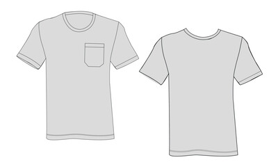 Naklejka premium Short sleeve t shirt with pocket vector illustration template front and back