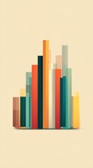 Photo of a retrostyle abstract graphic design features colorful geometric shapes stacked in a modern and artistic composition