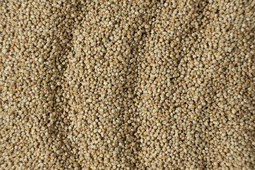 Uncooked White Quinoa Macro Top View. Natural Grain Background