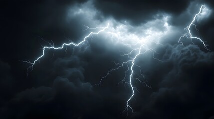White lightning isolated on a black background