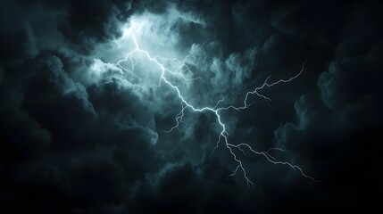 White lightning isolated on a black background