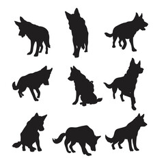 Guard dog silhouette illustration, Vector patrol animal