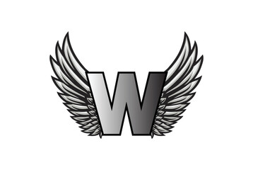 Wings badge logo Vector With Letter W - Letter W Wings logo.