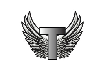 Wings badge logo Vector With Letter T - Letter T Wings logo.