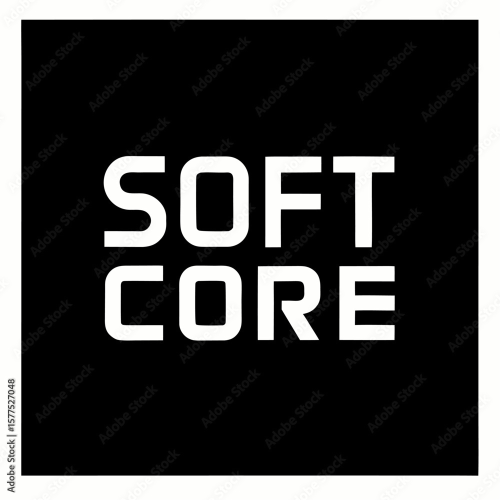 Poster minimalist black square with bold white text and soft core effect