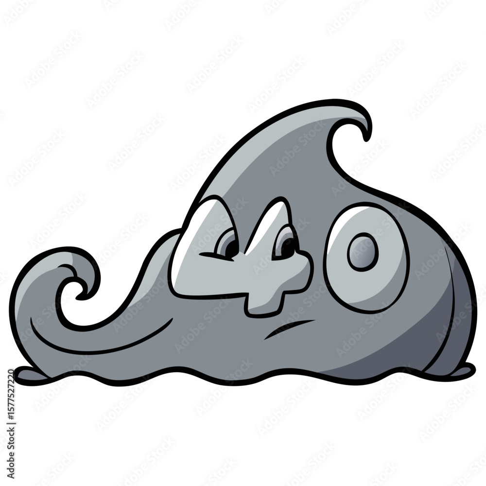 Poster abstract grey wave shape with bold 404 text on a clean white background