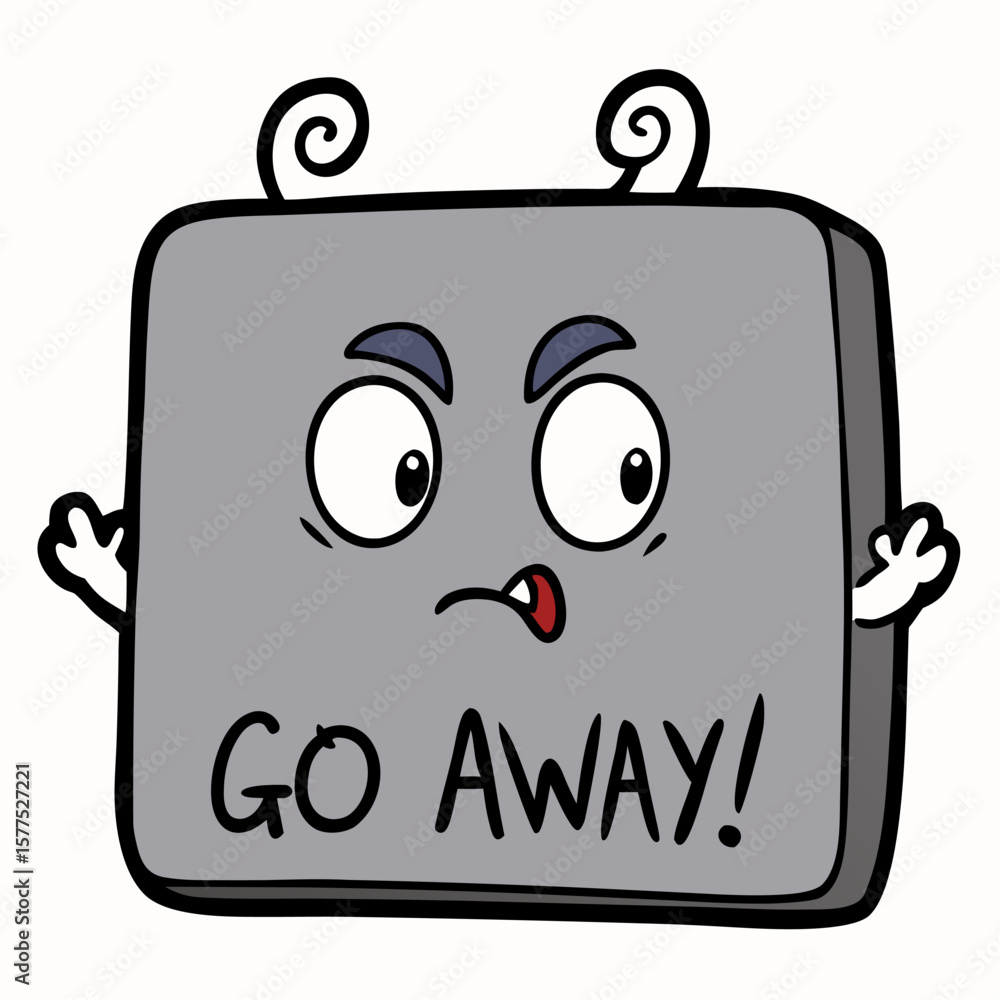 Aufkleber simple grey rectangle with go away text message