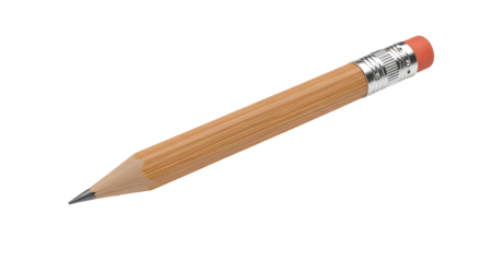 High-resolution image of a classic wooden pencil featuring a sharpened graphite tip and a pink eraser, isolated on a transparent background.