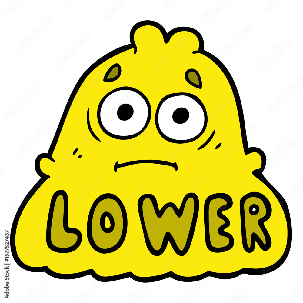 Poster abstract yellow blob with text indicating low power on a white background