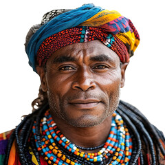 Front view close-up of a Bemba man from Zambia isolated on a white transpatent background