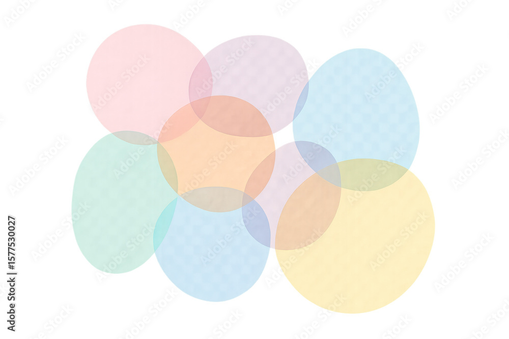 Poster intersecting translucent circles in pastel colors form an abstract pattern, ideal for projects needi