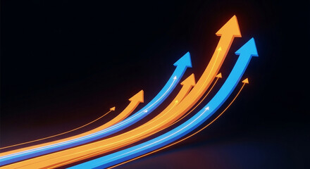 Growth arrows business strategy direction success progress upward trend concept