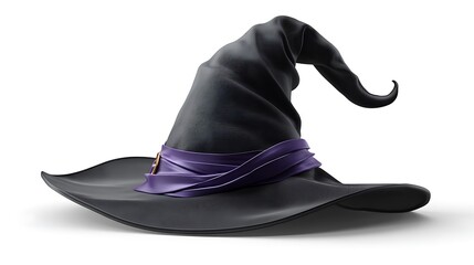 Black witch hat with purple ribbon, Halloween costume accessory