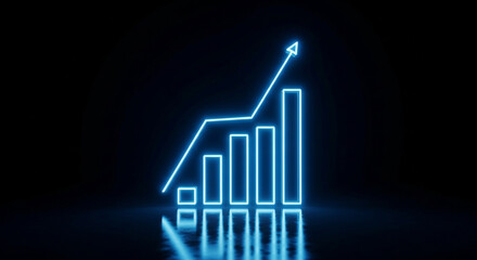 Neon growth chart illustration for business success and financial performance
