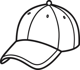 Line drawing of a baseball cap, Cap icon, and illustration.