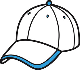 Line drawing of a baseball cap, Cap icon, and illustration.
