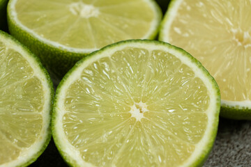 Close-Up of Green Citrus Lime Halves with Juicy Detail
