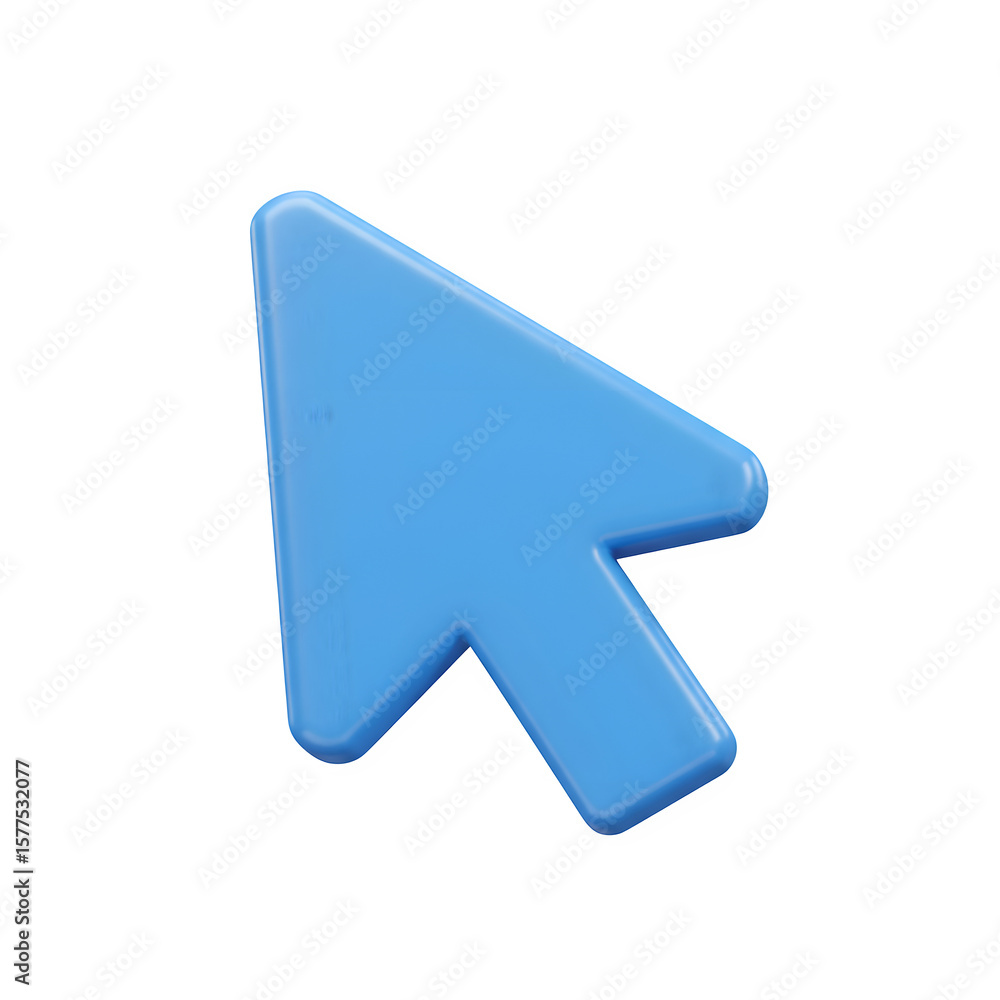 Fototapete Blue Computer Mouse Pointer Arrow Icon 3d icon in cartoon plastic style minimal isolated on white or transparent background. PNG, clipping path