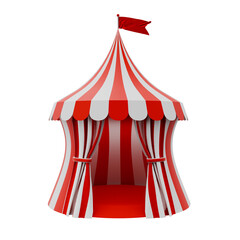small booth vintage red white carnival circus and podium flag stage tent 3d element cutout