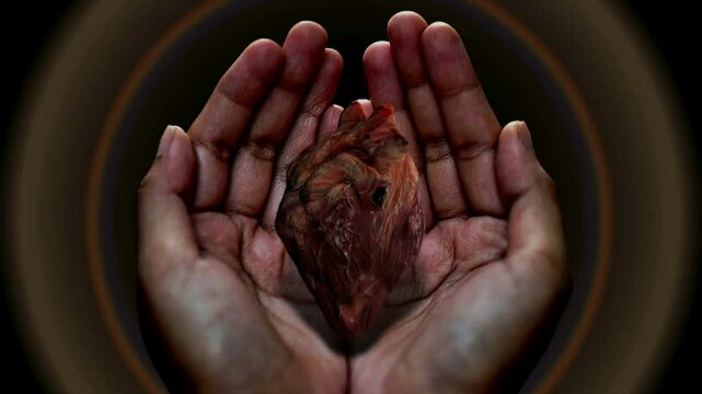 heart beating in hand with excellent quality