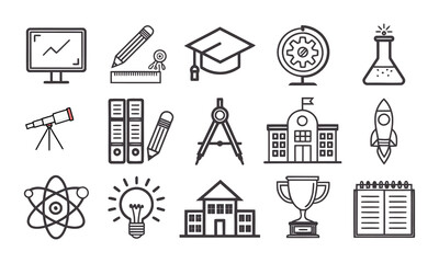 School icons set vector collection with symbols for web business home and computer design