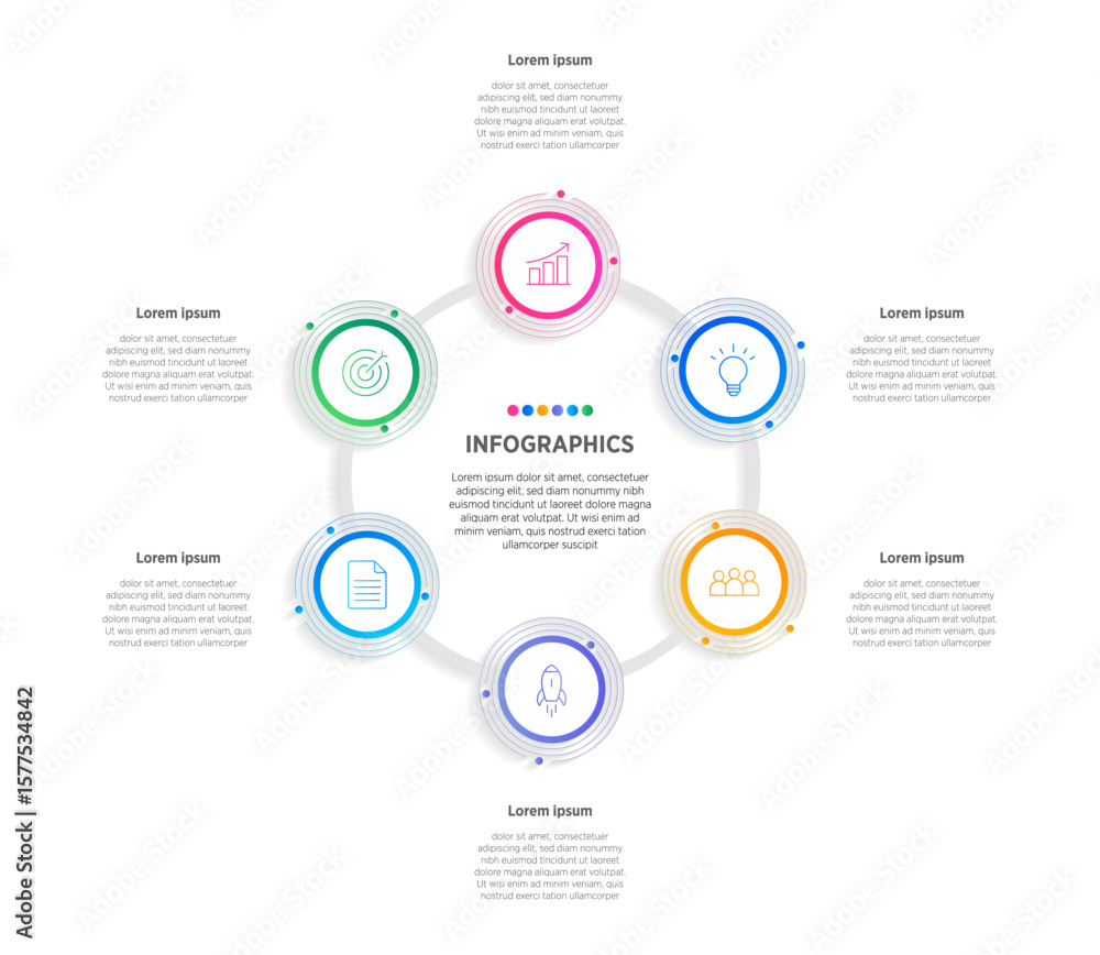 Wall mural modern vector infographic label design with circle infographic template design and 6 options or step