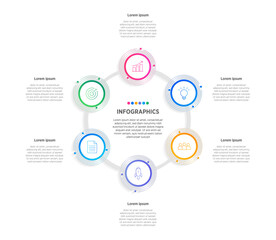 Modern Vector infographic label design with circle infographic template design and 6 options or steps. Can be used for process diagram, presentations, workflow layout, banner, flow chart, info graph.