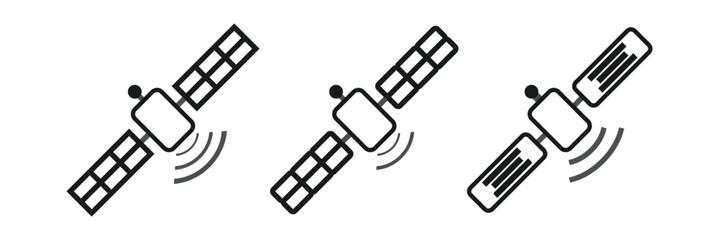 Satellite line icon, space satellite icon symbol.