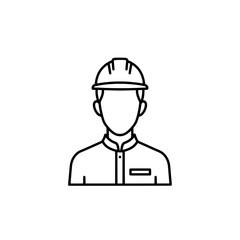 Outline of a person wearing a safety helmet and work uniform