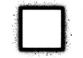 Black spray paint square frame with a distressed splatter effect on white background