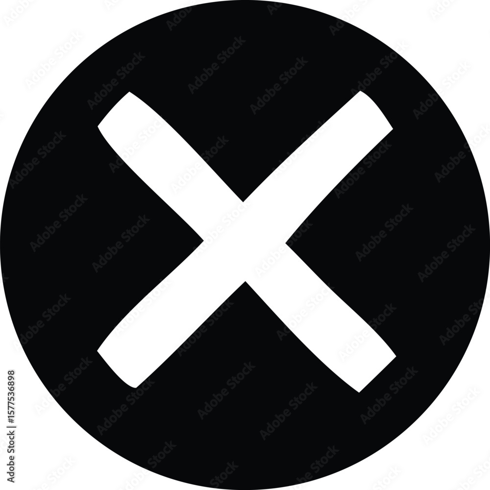 Poster a simple bold white letter x symbol is prominently displayed within a solid black circular backgroun