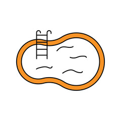 swimming pool lineal color line icon with white background vector stock illustration