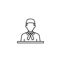 Chef or cook icon outline for culinary and food service themes