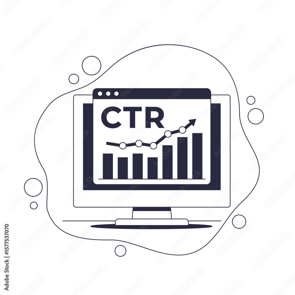 Poster ctr, click-through rate vector illustration with a graph