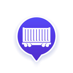 container wagon icon, rail cargo transport
