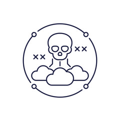 malware icon with clouds in line design