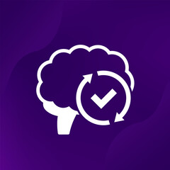 Mental agility icon with brain, vector
