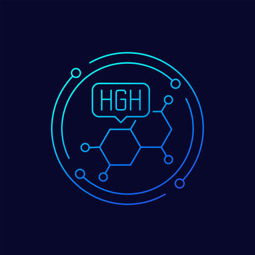 HGH icon, human growth hormone, linear vector design