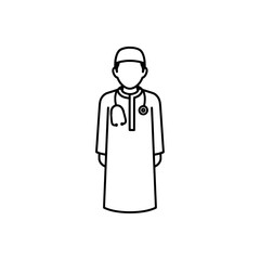 Medical professional in gown with stethoscope on neck