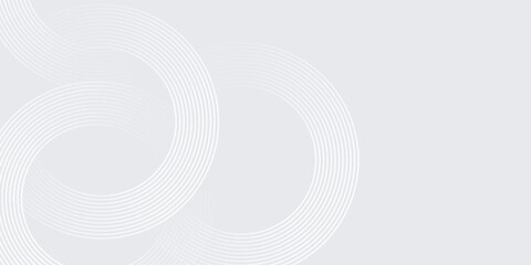 Abstract white glowing geometric lines on gray background. Modern shiny blue circle lines pattern. Futuristic technology concept. Suit for cover, poster,