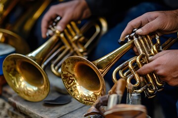 Man Playing Saxophone And Trumpet