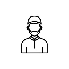 Man with cap and beard outline on black background