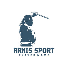 Arnis sports stick martial arts Stock design vector. Silhouette Arnis Player Template Illustration.