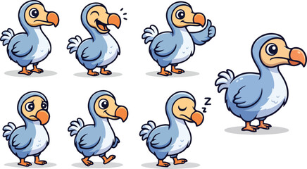 vector illustration of dodo bird funny cute cartoon mascot character cartoon with 7 poses  © weng