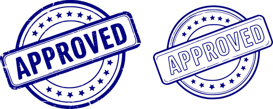 Approved stamp blue ink stamp symbol sign valid seal isolated transparent vector illustration white background confirm accepted received tampon