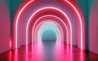 Obraz premium Modern Architectural 3D Scene – Pastel Colors and Bright Lighting.