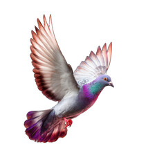 Obraz premium Pigeon in flight, vibrant plumage