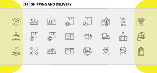 Shipping and Delivery Icons Set for Logistics and E-commerce