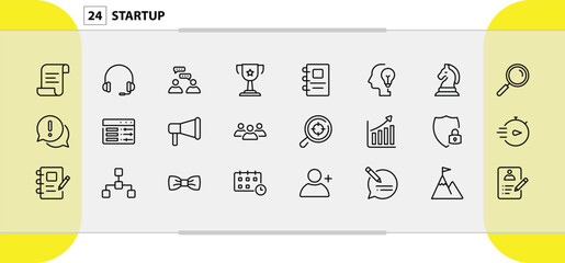 Startup Business Growth and Development Icon Set