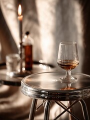 Sipping whiskey at dusk a cozy evening drink scene in soft light